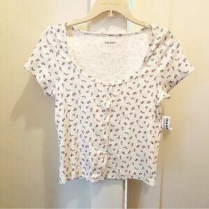 NWT Old Navy Rib Knit Floral Scoop Neck Top